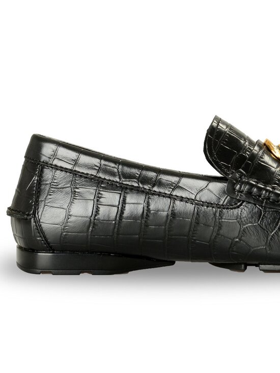 Versace Men\'s Black Leather Croc Print Medusa Driver Loafers Shoes US 9 IT 42 main image 7